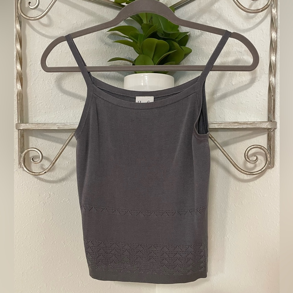 LOFT 100% Silk Woven Grey Tank Top